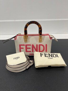 Fendi By The Way Mini Boston Bag White/Pink (JB1448)